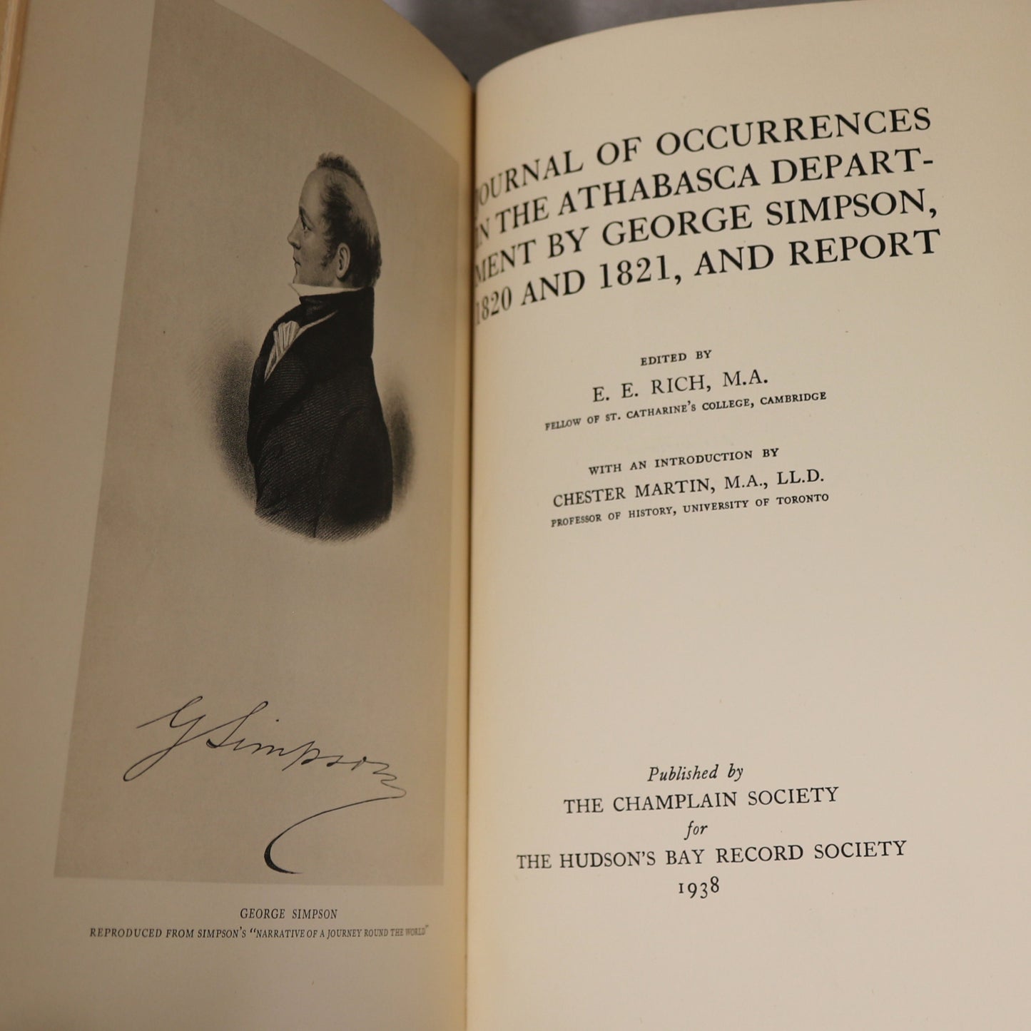 Simpson's Athabasca Journal Fur Trade Hudson's Bay Company HBC Canada History Book