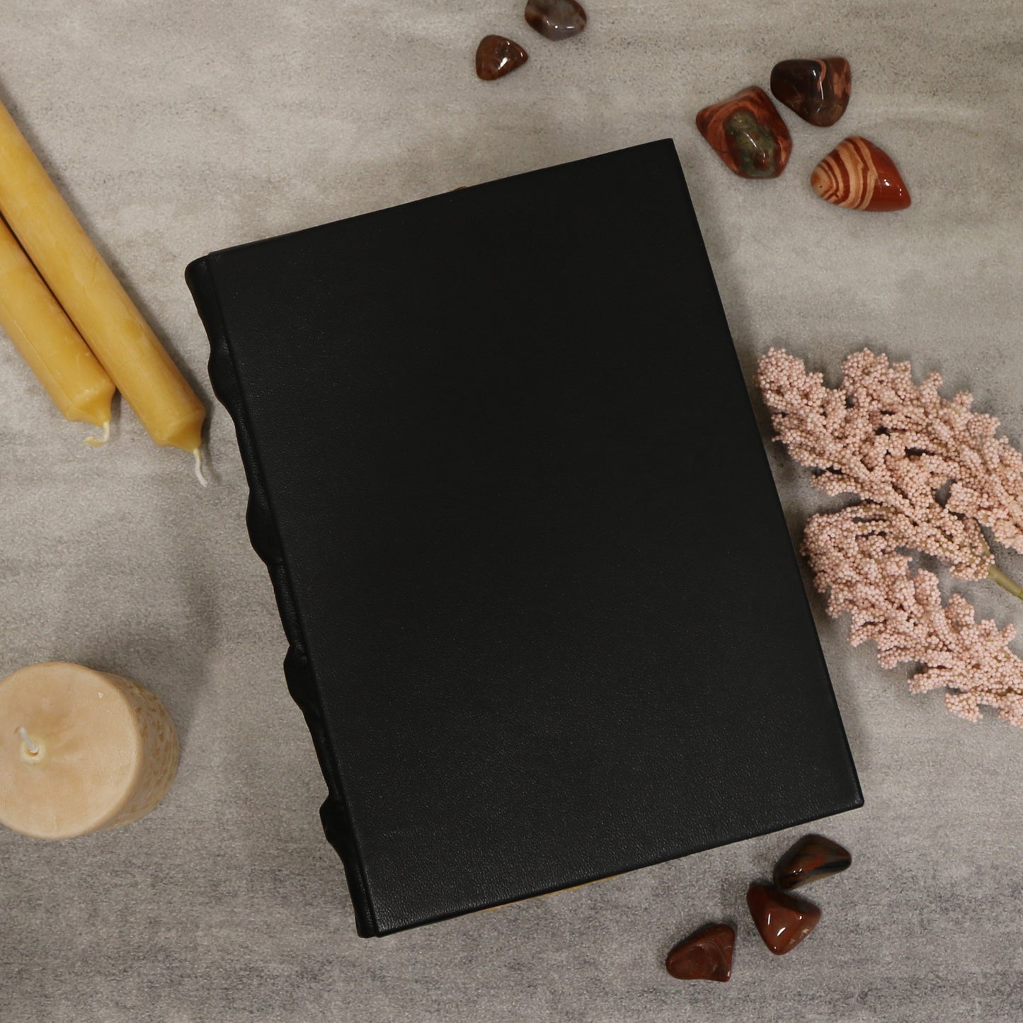 Black Hardcover Rustic Leather Journal with Antiqued Pages 6" X 8" Notebook Bound Book