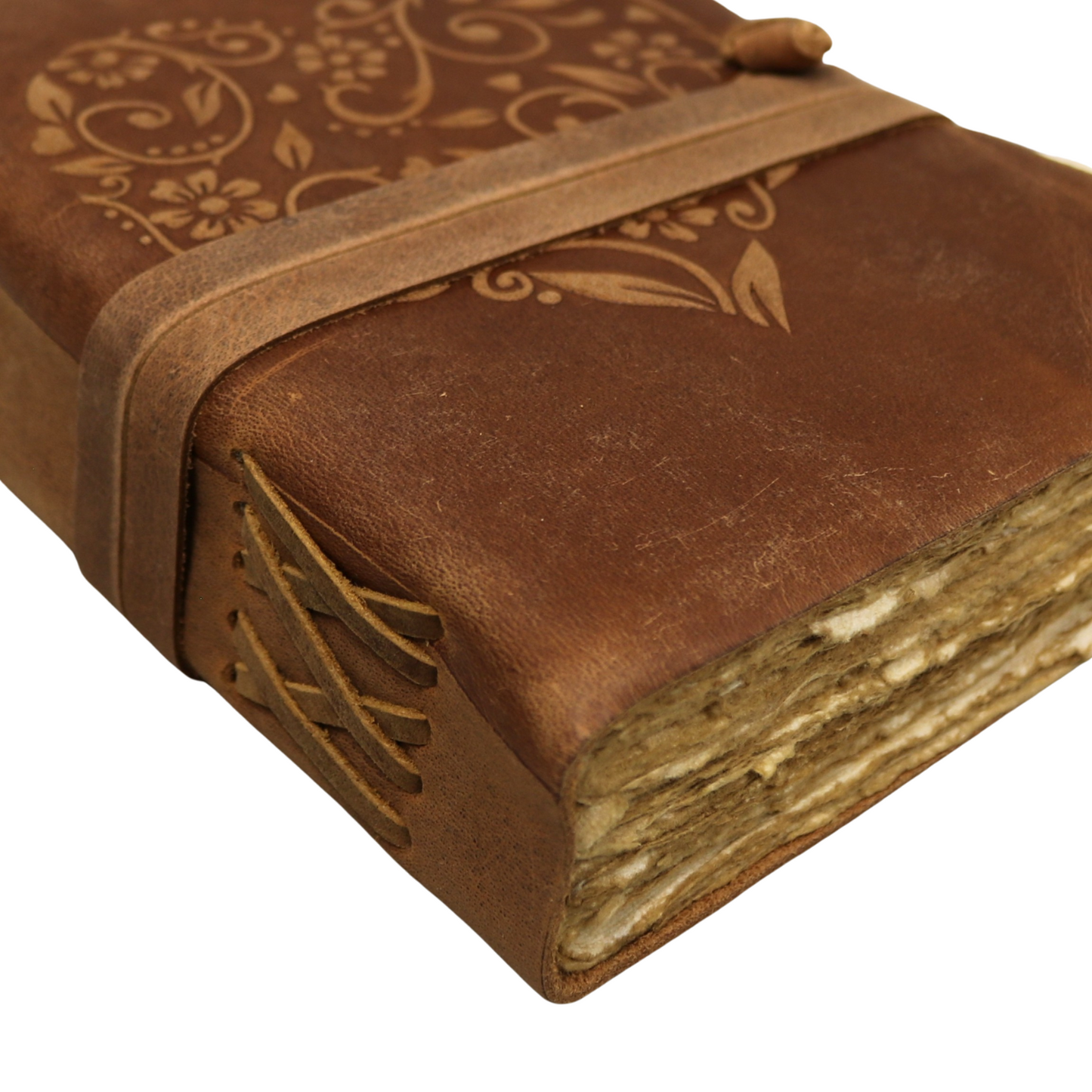 Heart Rustic Leather Journal with Antiqued Pages 6" X 8" Notebook Bound Book