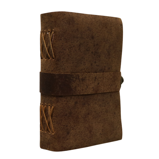 Band Clasp Rustic Leather Journal with Antiqued Pages 6" X 8" Notebook Bound Book