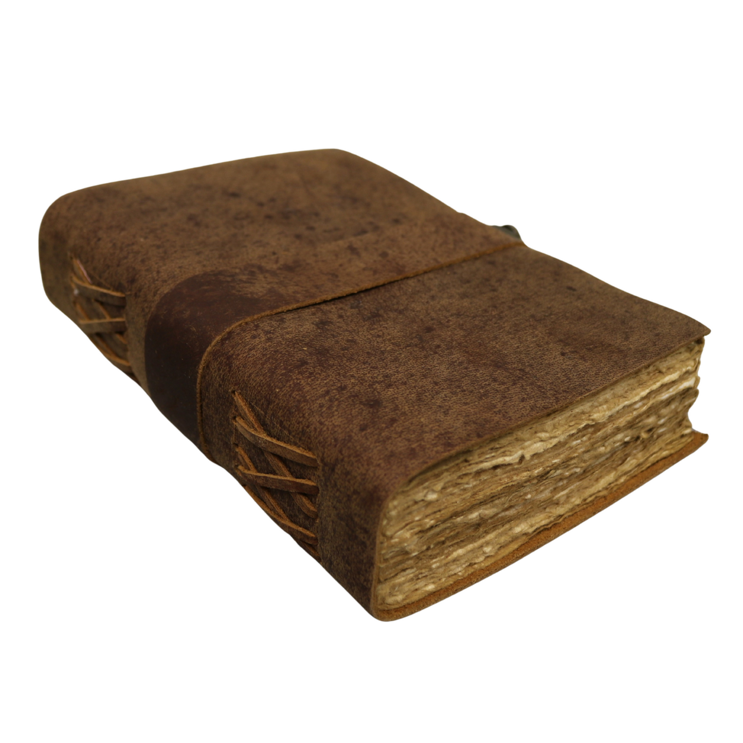 Band Clasp Rustic Leather Journal with Antiqued Pages 6" X 8" Notebook Bound Book