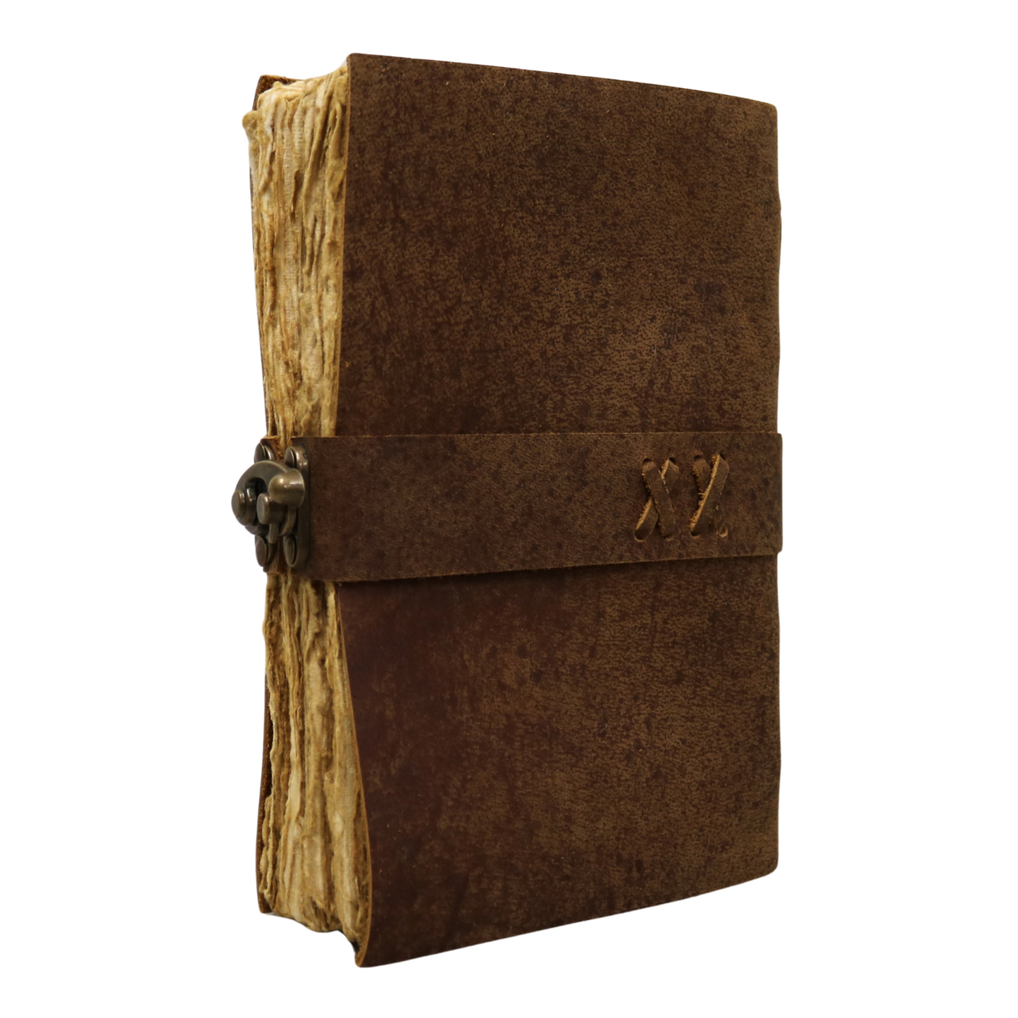 Band Clasp Rustic Leather Journal with Antiqued Pages 6" X 8" Notebook Bound Book