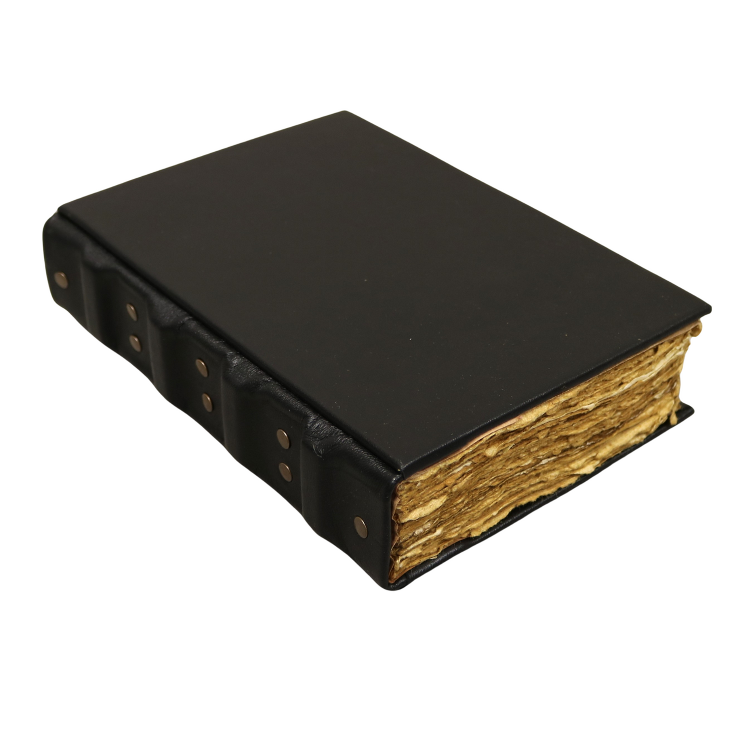 Black Hardcover Rustic Leather Journal with Antiqued Pages 6" X 8" Notebook Bound Book