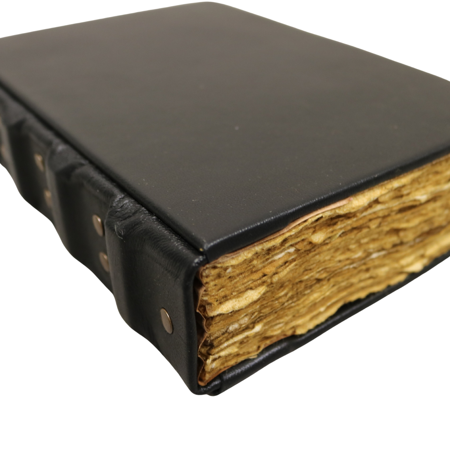 Black Hardcover Rustic Leather Journal with Antiqued Pages 6" X 8" Notebook Bound Book