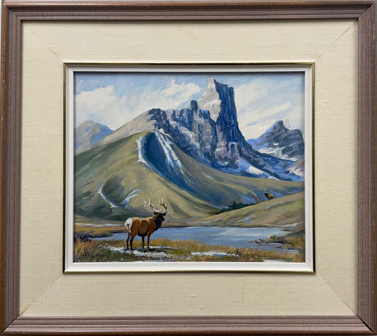 Malcolm James Mac MacKenzie Painting Elk Canadian Rockies Canada Cowboy Art Artist
