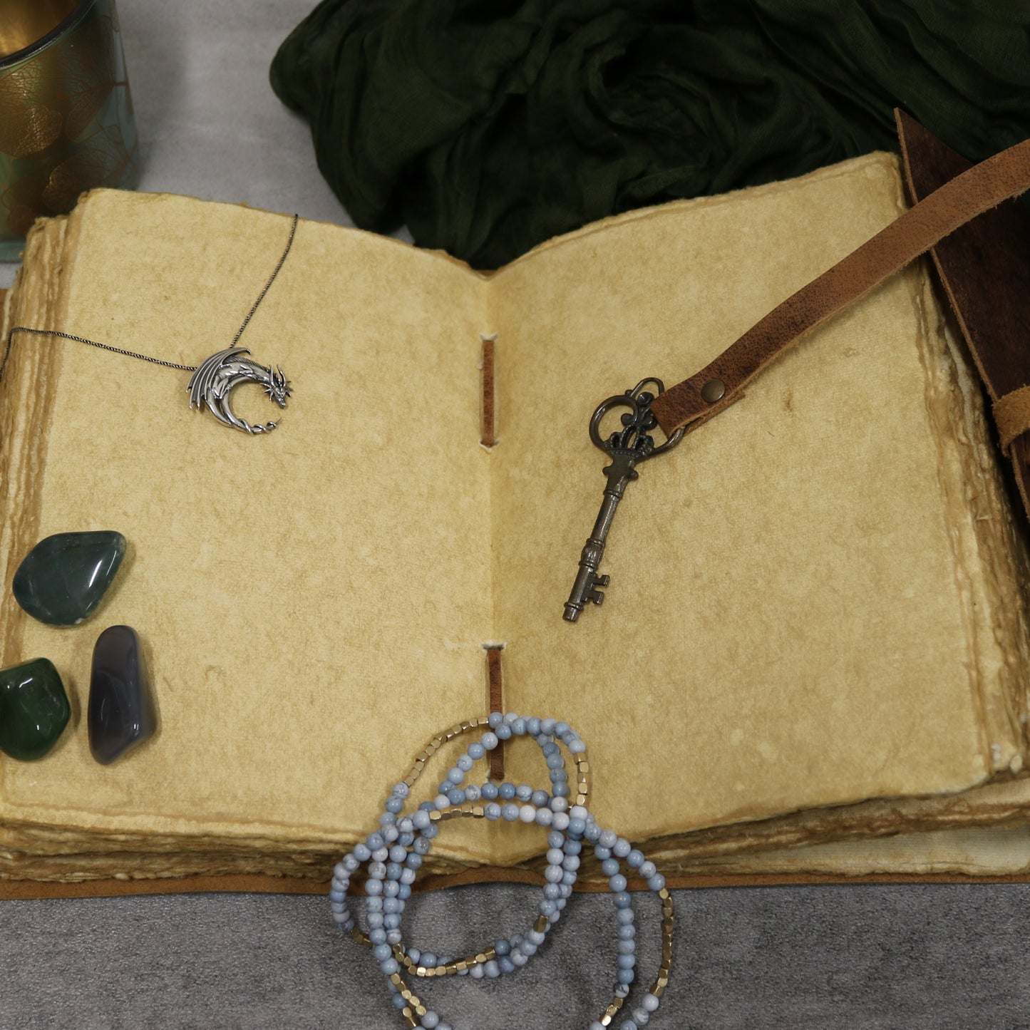 Key Strap Rustic Leather Journal with Antiqued Pages 6" X 8" Notebook Bound Book