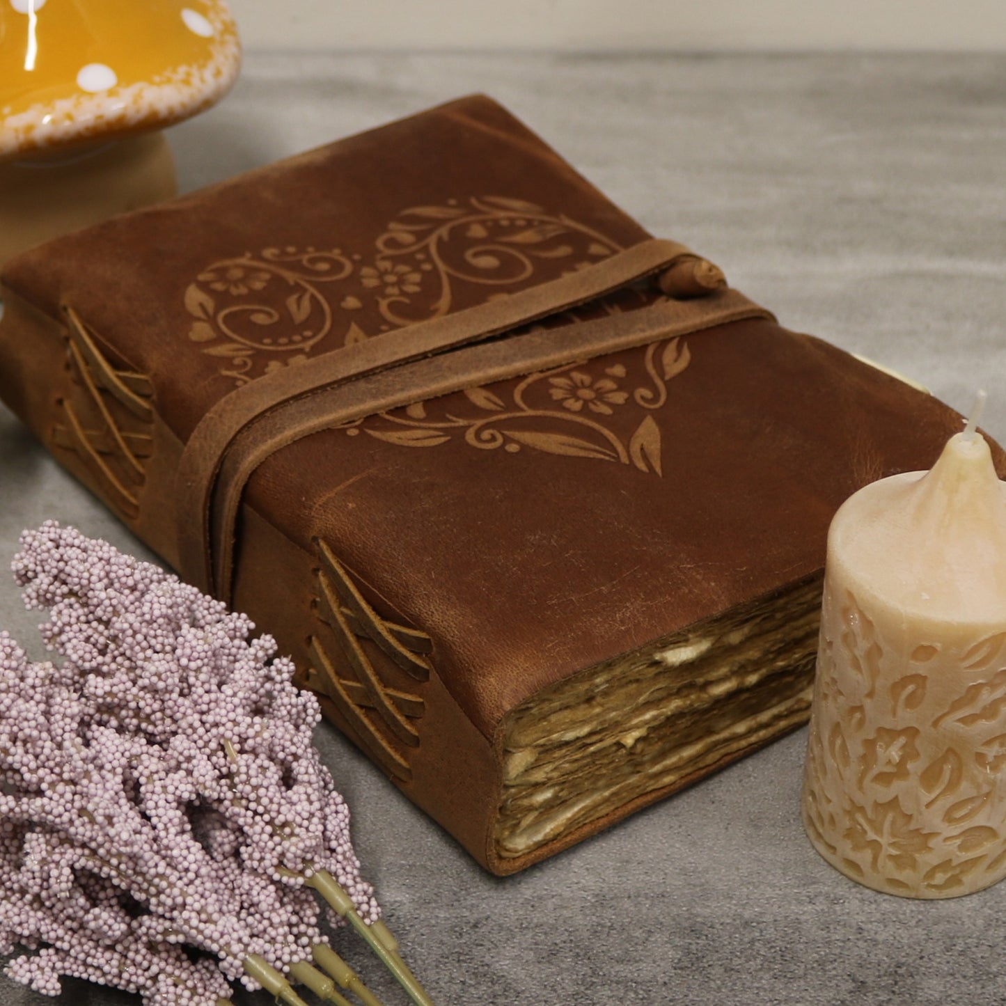 Heart Rustic Leather Journal with Antiqued Pages 6" X 8" Notebook Bound Book