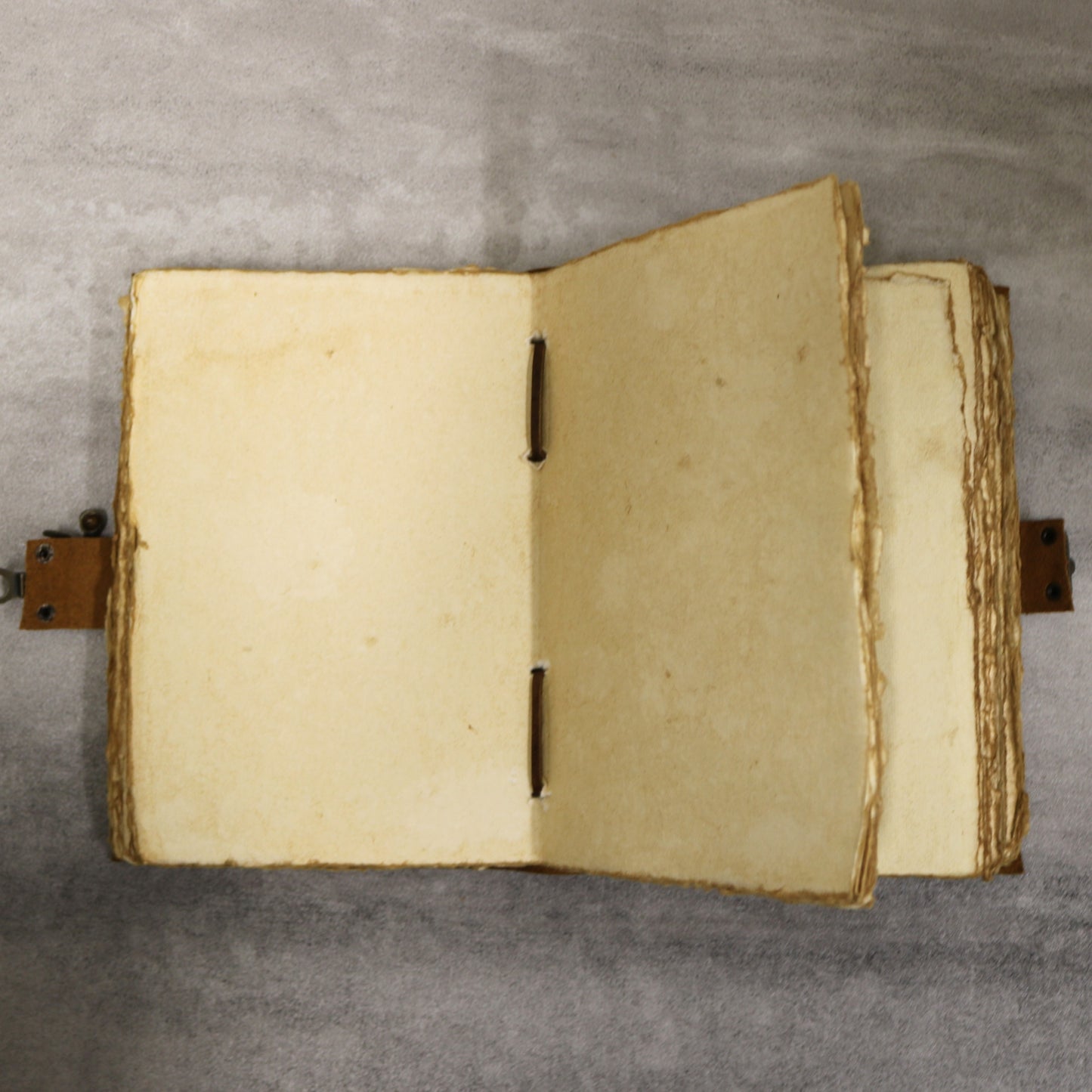 Band Clasp Rustic Leather Journal with Antiqued Pages 6" X 8" Notebook Bound Book