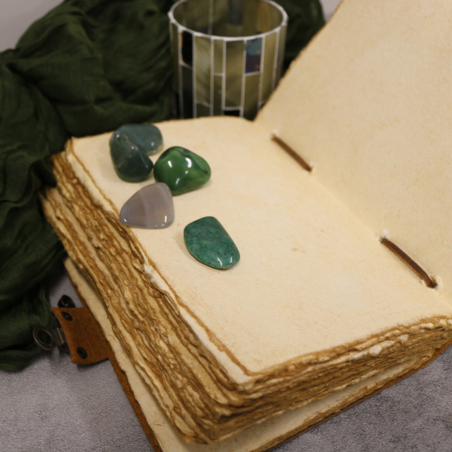 Band Clasp Rustic Leather Journal with Antiqued Pages 6" X 8" Notebook Bound Book