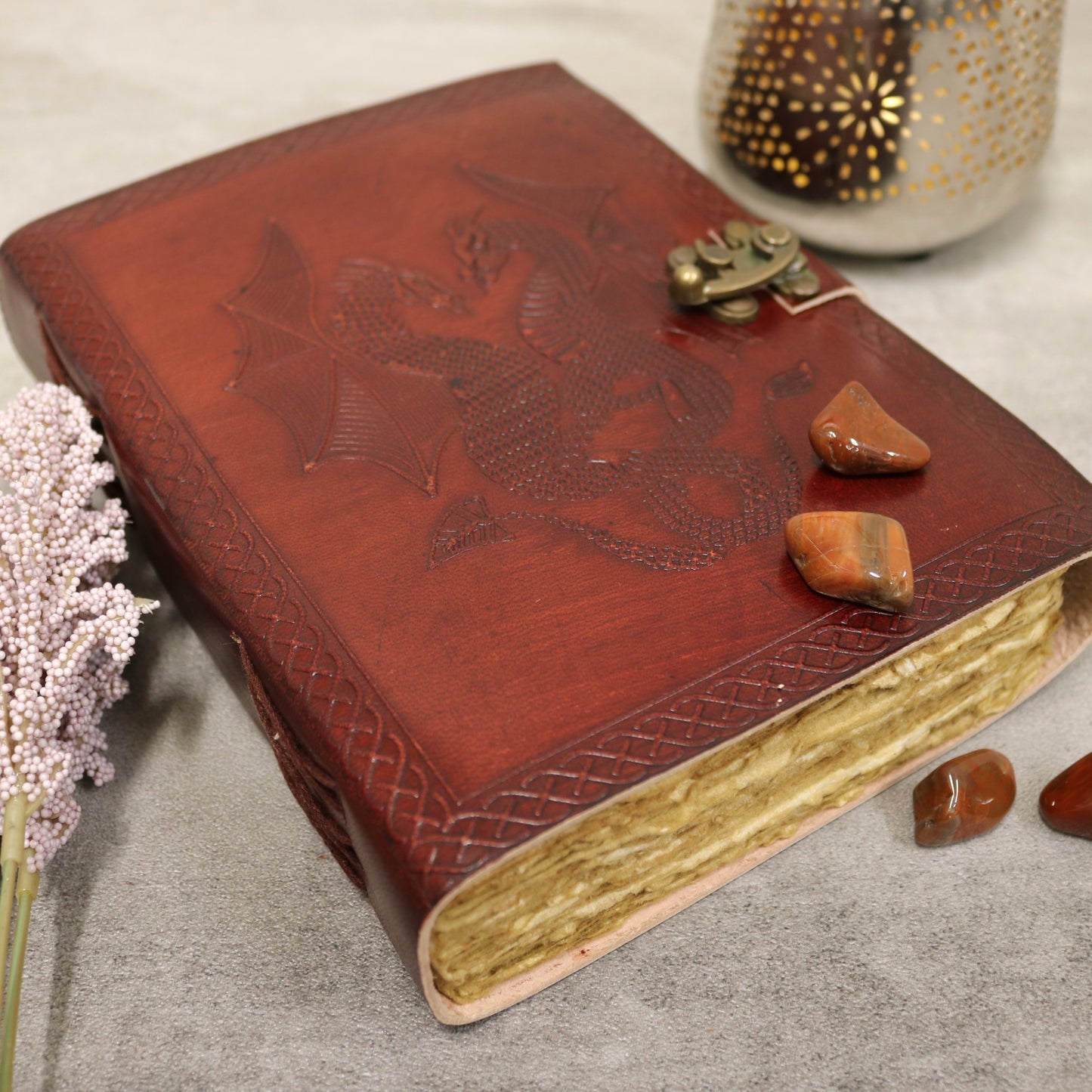Dragon Rustic Leather Journal with Antiqued Pages 6" X 8" Notebook Bound Book